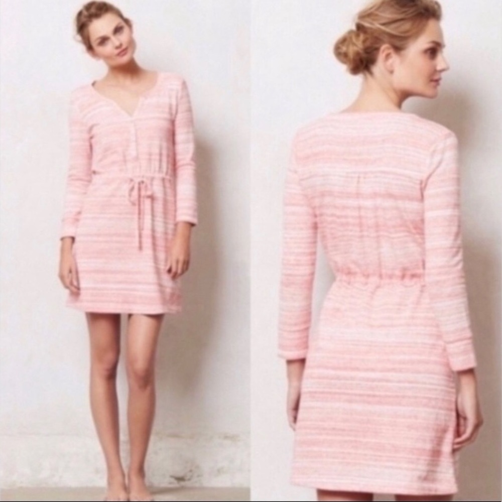 Anthropologie Saturday Sunday striped poppy long sleeve dress with drawstring S